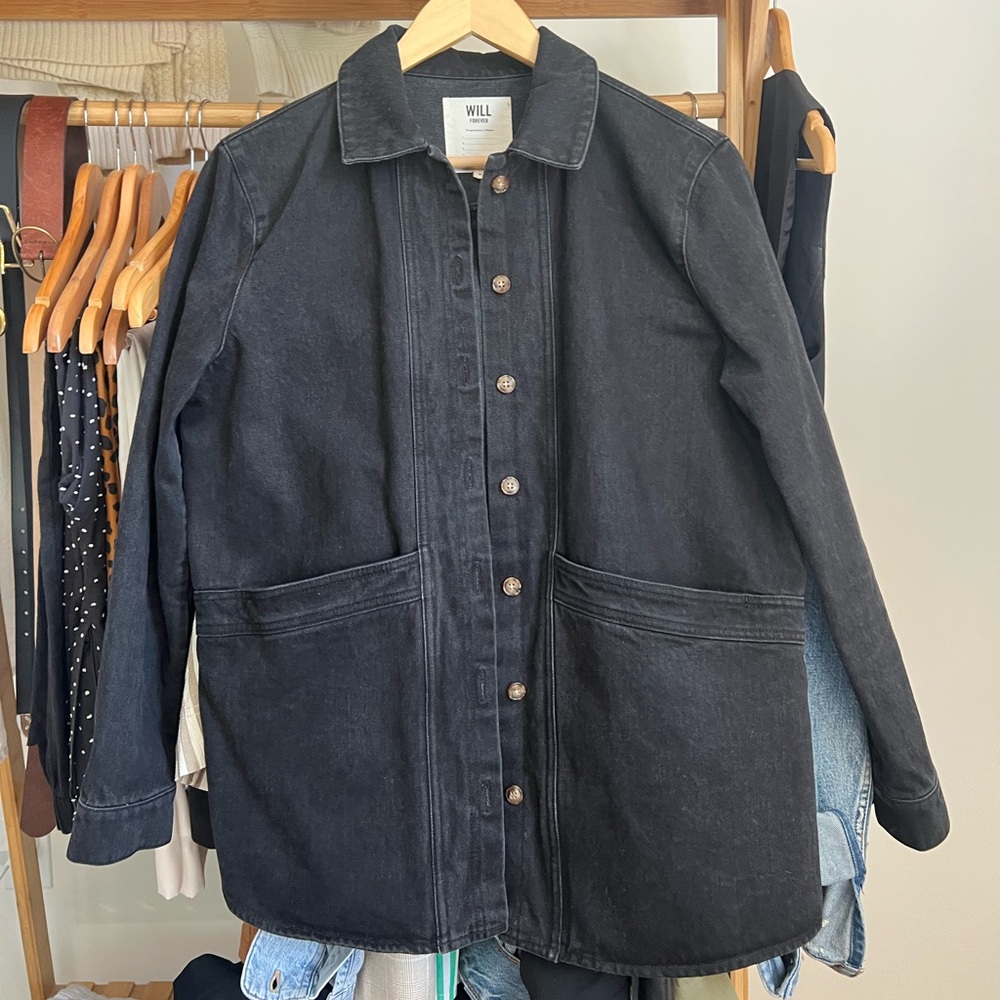 Sézane Will Jacket, washed black M